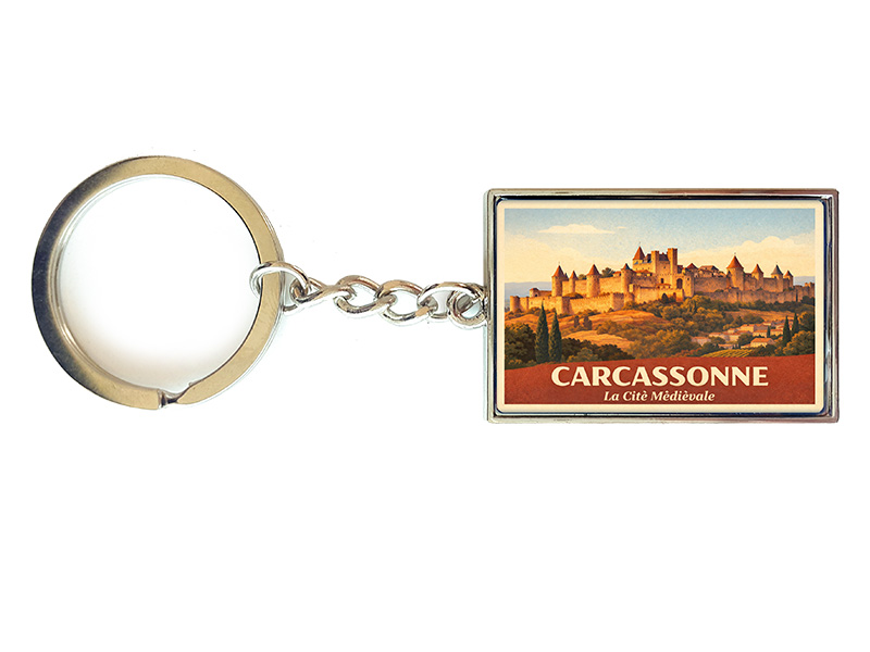 Souvenir Schlüsselanhänger Carcassonne aus Metall 3x10cm