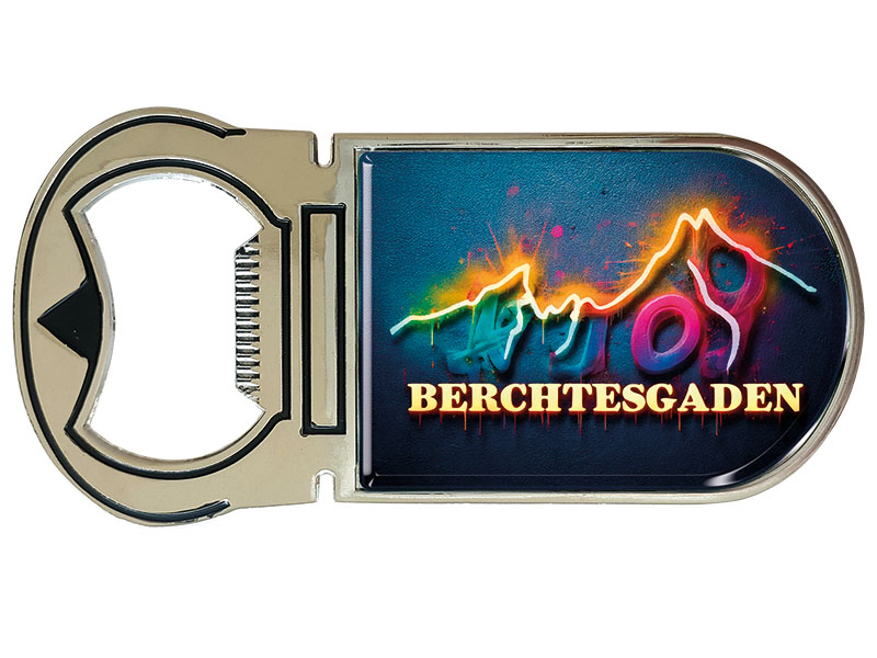 Souvenir Magnet Kapselheber aus Metall Berchtesgaden 4x9cm