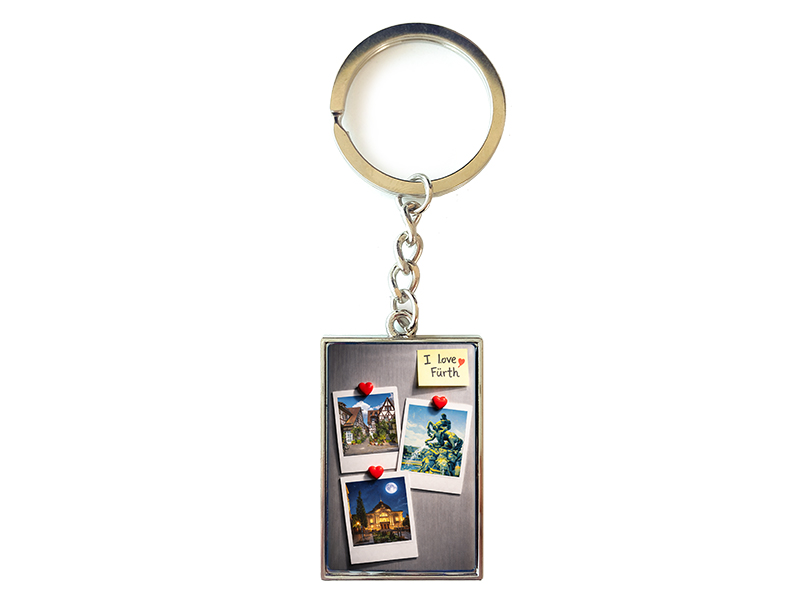 Portachiavi souvenir di Fürth in metallo, 10x3 cm