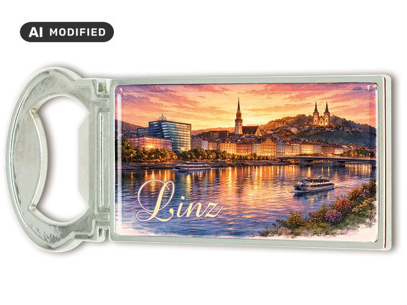 Souvenir Kapselheber Magnet Linz aus Metall 3x9cm