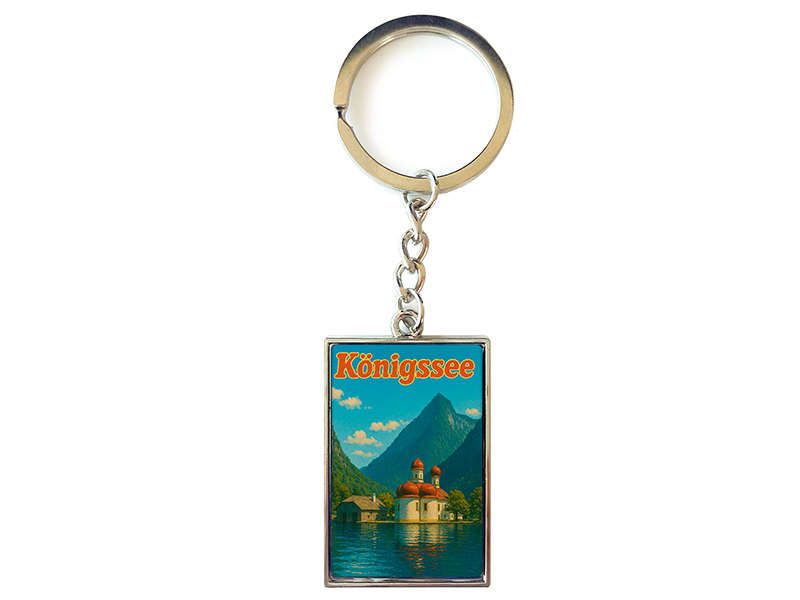 Souvenir Schlüsselanhänger rechteckig aus Metall Königssee 3x10cm Souvenir Schlüsselanhänger rechteckig aus Metall Königssee 3x10cm