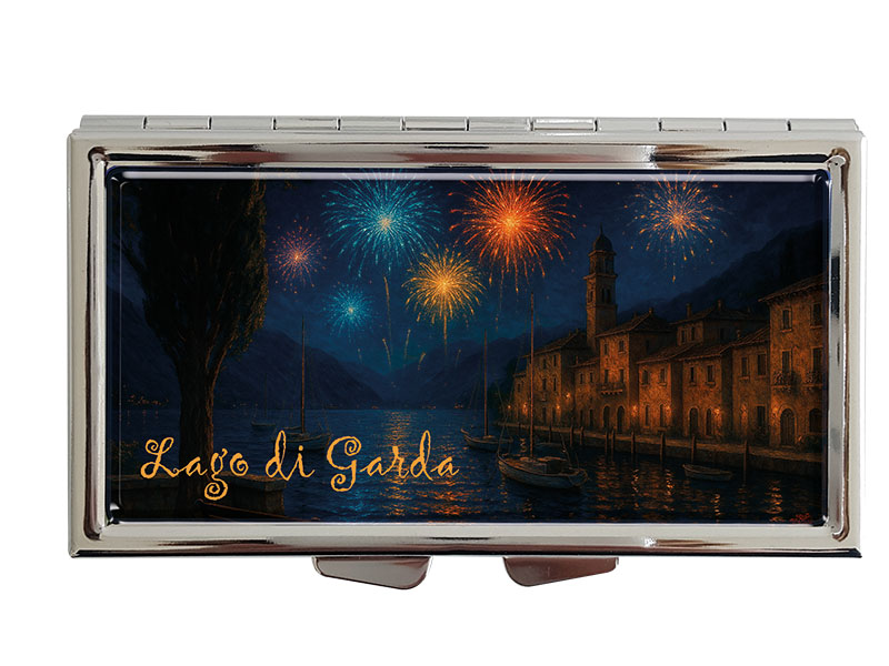 Souvenir Metall Pillendose Gardasee 8,5x4,5cm Souvenir Metall Pillendose Gardasee 8,5x4,5cm