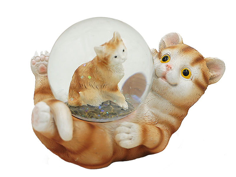 17543 Poly Katze mit Katze Glitzerkugel