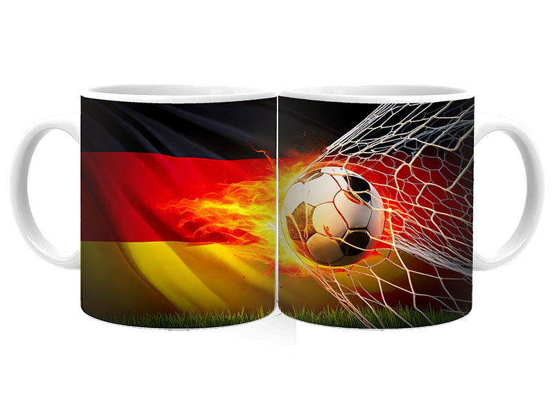 Souvenir Foto Keramik Tasse Fussball Ø8x9,5cm