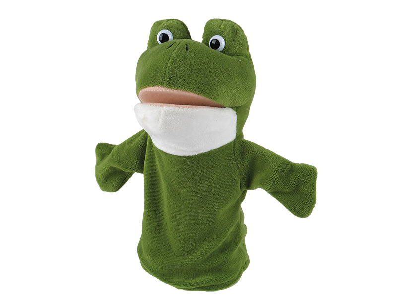 Plush hand puppet frog 26x16x24cm