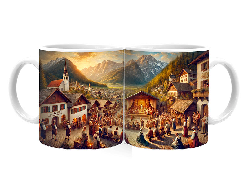 Souvenir Ceramic mug  Oberammergau Ø8x9,5cm