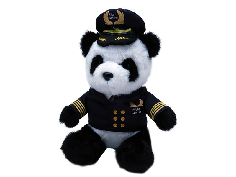 Panda mit Pilotenuniform aus Plüsch 19x15x23cm