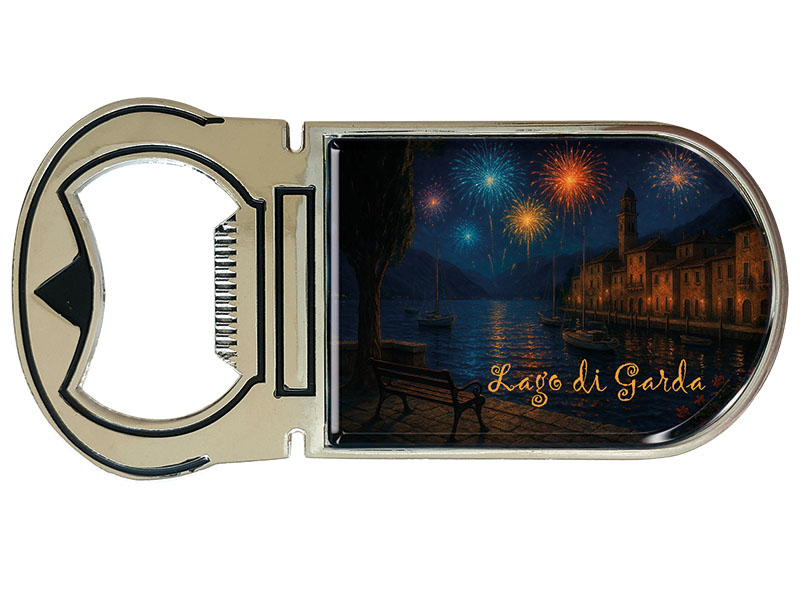 Souvenir Magnet Kapselheber aus Metall Gardasee 4x9cm
