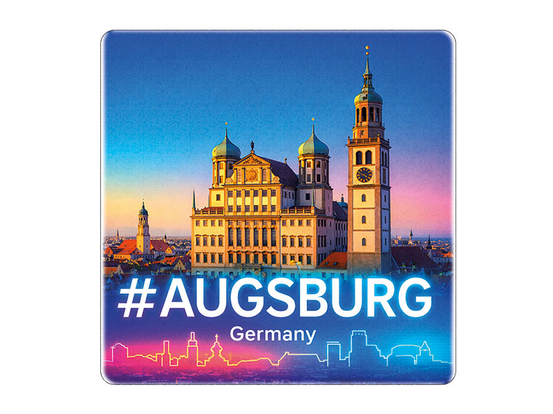 Souvenir Foto Untersetzer Augsburg aus Steingut 10x10cm