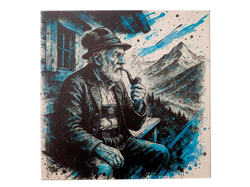 Leinwand Bayer mit Pfeife 40x40cm   