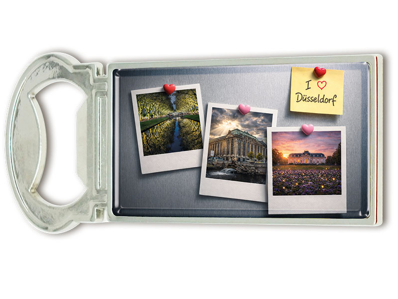 Souvenir Kapselheber Magnet Düsseldorf aus Metall 3x9cm