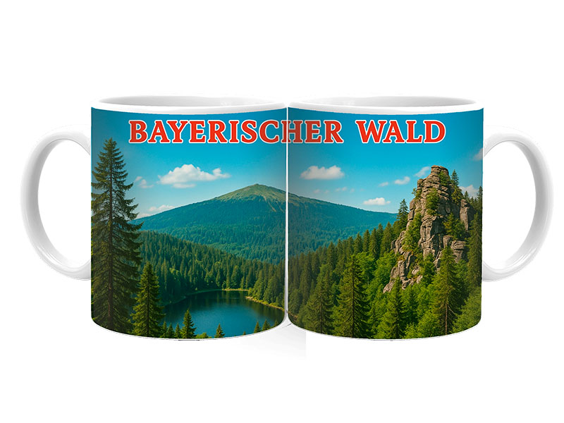 Souvenir Foto Keramik Tasse BayerischerWald Ø8x9,5cm