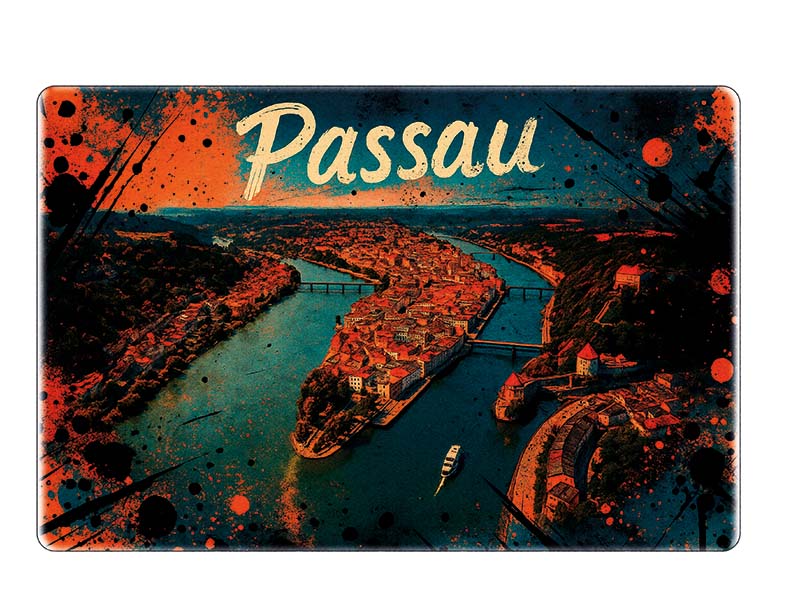 Souvenir Foto Magnet Steingut Passau 6x4,5cm Souvenir Foto Magnet Steingut Passau 6x4,5cm