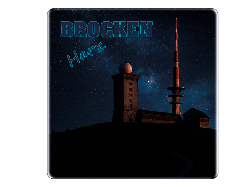 Souvenir Foto Magnet Steingut Brocken 5x5cm
