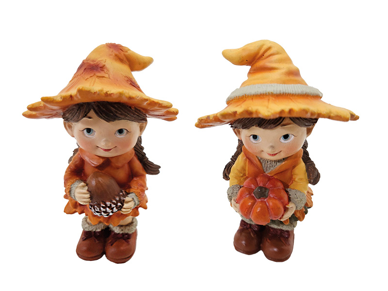 Mädchen mit Kürbis und Eichel aus Poly 5x5x9cm   