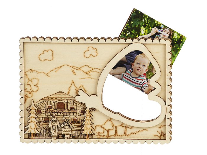 15541-0 Holz Magnet Schwarzwaldhaus m. Fotorahmen