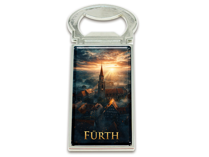 Souvenir Kapselheber Magnet Fürth aus Metall 3x9cm