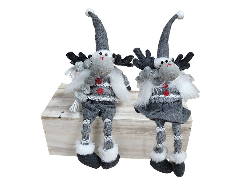 Rentier aus Stoff mit Schlenkerbeinen, 10x20x24cm    Rentier aus Stoff mit Schlenkerbeinen, 10x20x24cm