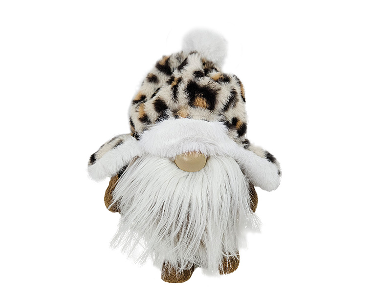 Wichtel mit Bommelmütze im Leopardendesign 22x14x30cm   