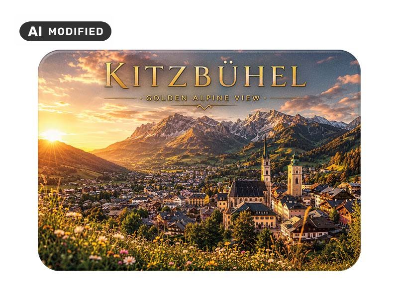 Souvenir Foto Magnet Kitzbühel aus Kunststoff 8x5cm