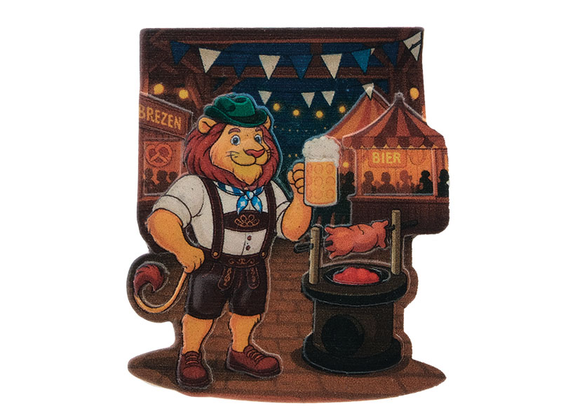 3D Magnet Löwe "Leopold" mit Grill aus Poly 6x0,5x7cm