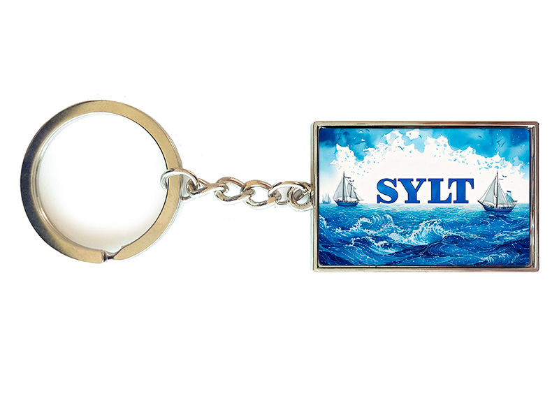 Souvenir Schlüsselanhänger rechteckig aus Metall Sylt 3x10cm Souvenir Schlüsselanhänger rechteckig aus Metall Sylt 3x10cm