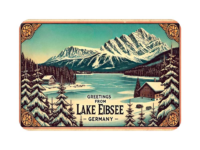 Souvenir Foto Kunststoff Magnet Eibsee 8x5cm