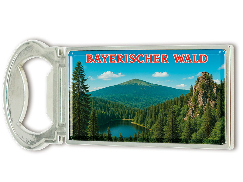 Souvenir Magnet Kapselheber aus Metall BayerischerWald 3x9cm