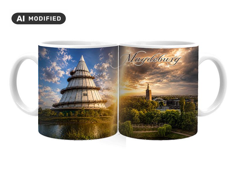 Souvenir Foto Tasse Magdeburg aus Keramik Ø8x9,5cm