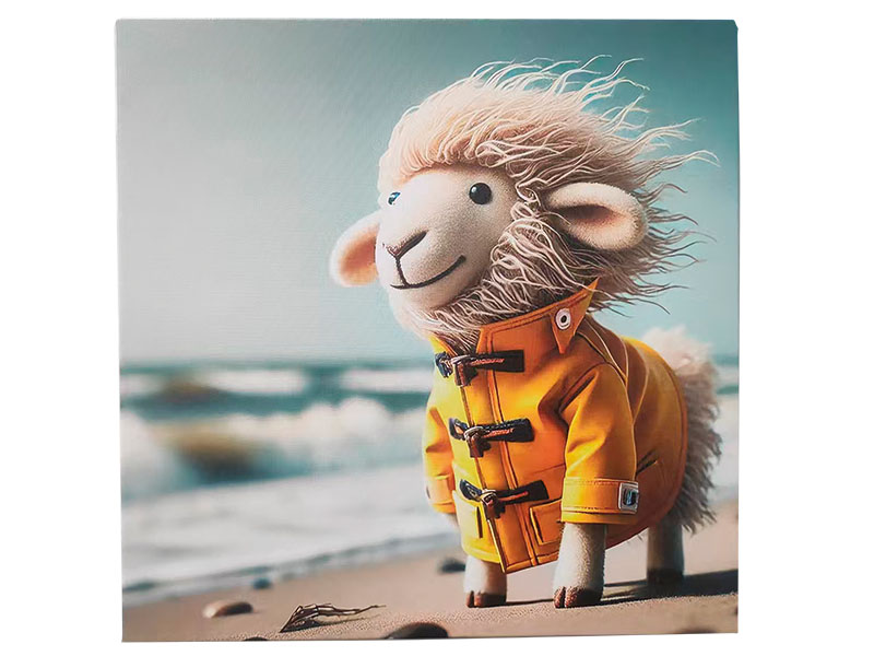 Canvas sheep with raincoat 40x40cm Canvas sheep with raincoat 40x40cm