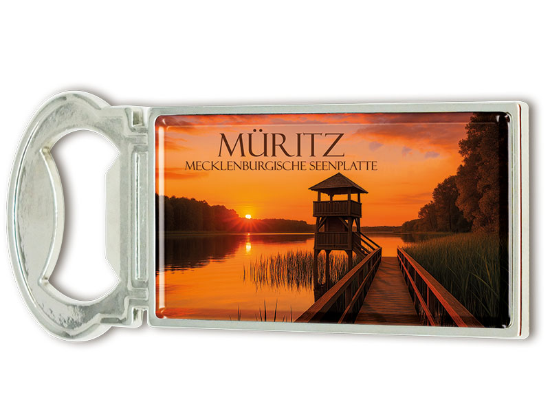 Souvenir Magnet Kapselheber aus Metall Seenplatte 3x9cm