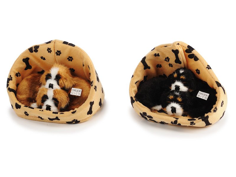 36792 Deko Hundepaar im Korb