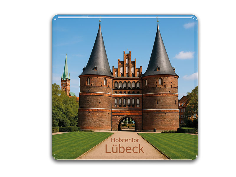 Souvenir Foto Magnet quadratisch Luebeck 6,5x6,5cm
