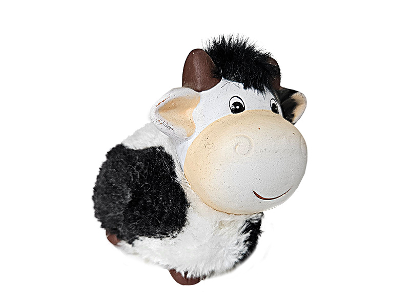 Kuh aus Keramik mit Plüsch 10x7x10cm    Kuh aus Keramik mit Plüsch 10x7x10cm