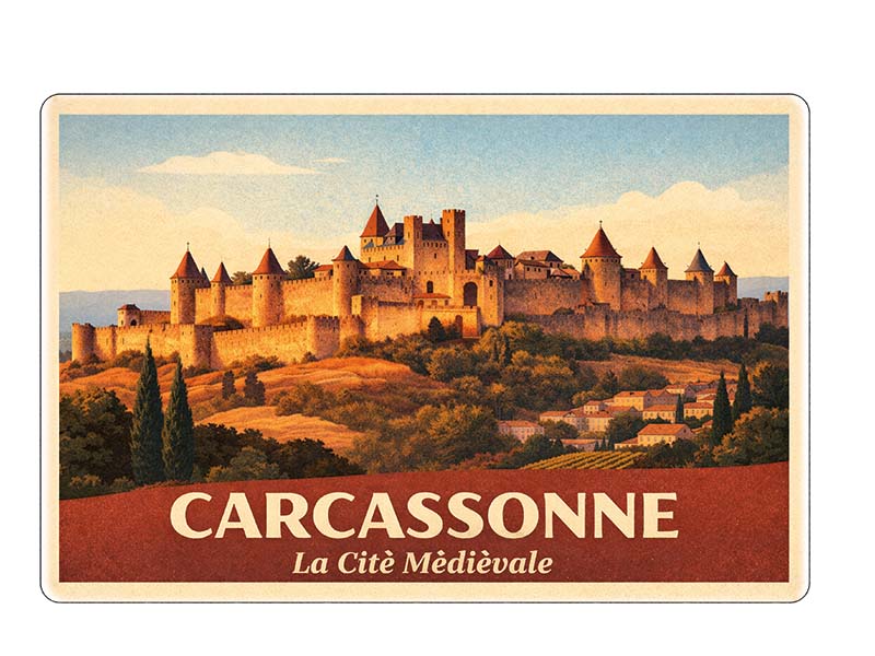 Souvenir Foto Magnet Carcassonne aus Steingut 6x4,5cm