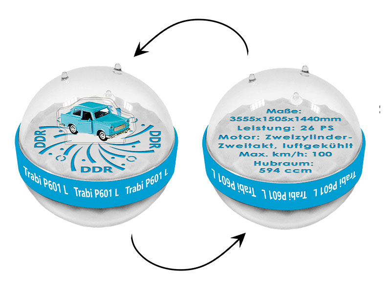 Magic sand globe Trabi Ø7,5cm