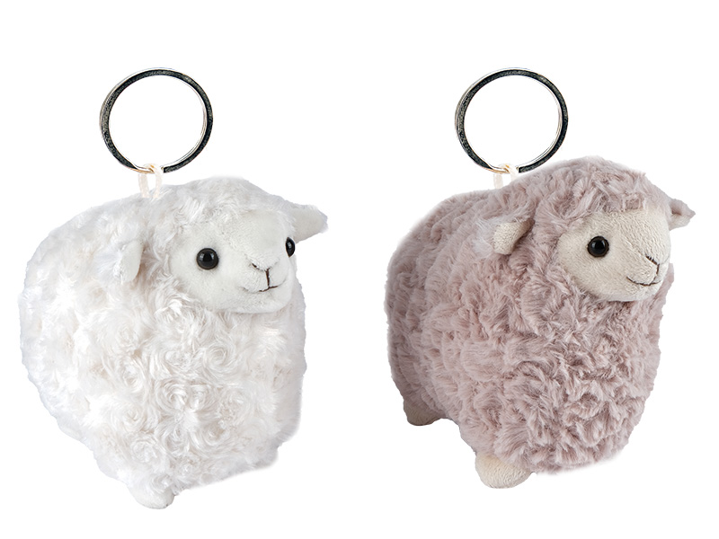 Schaf aus Plüsch  mit Schlüsselanhänger, 10x10x5cm   