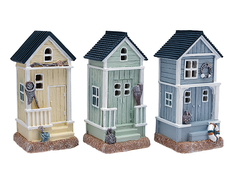 Poly beach house 6x6x12cm, with LED Poly beach house 6x6x12cm, with LED