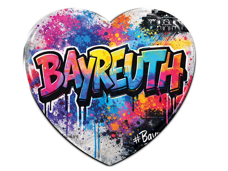 Souvenir Foto Magnet Herz Bayreuth 6,5x6cm