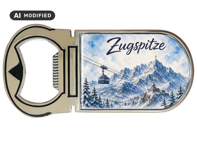 Souvenir metal magnet bottle opener Zugspitze 4x9cm