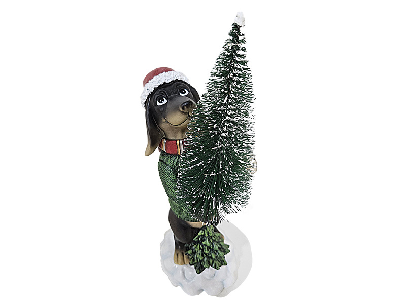 Dackel mit Weihnachtsbaum aus Poly 15x9,5x26cm, mit LED Licht    Dackel mit Weihnachtsbaum aus Poly 15x9,5x26cm, mit LED Licht