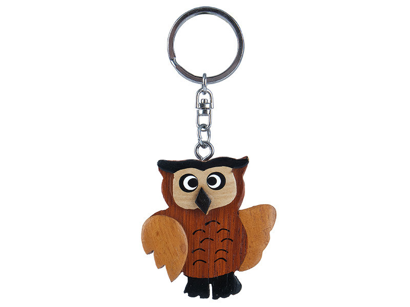 Wooden owl 5x1x5cm, with keychain