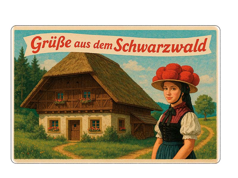 Souvenir Foto Magnet Steingut Schwarzwald 6x4,5cm