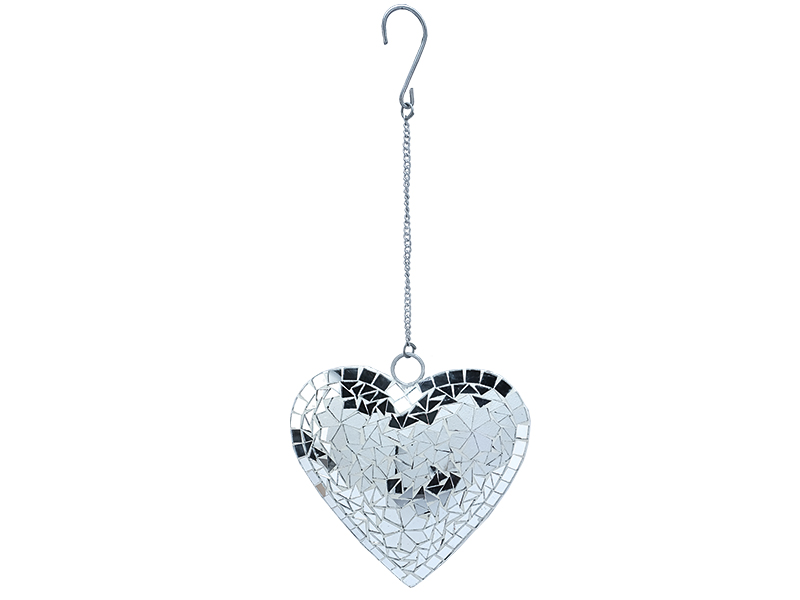 Metal heart with mirror mosaic 17x3x16cm