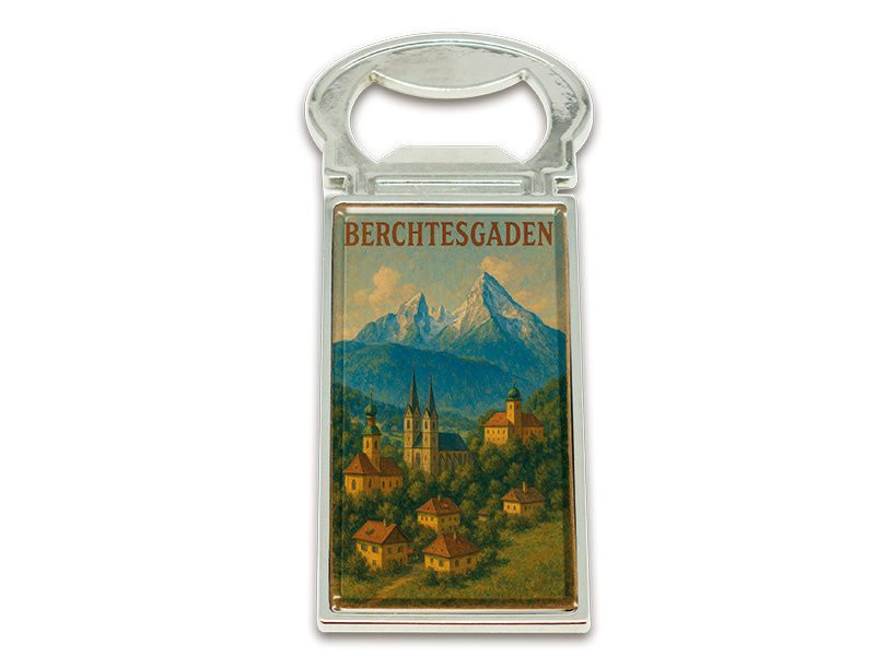 Souvenir Magnet Kapselheber aus Metall Berchtesgaden 3x9cm