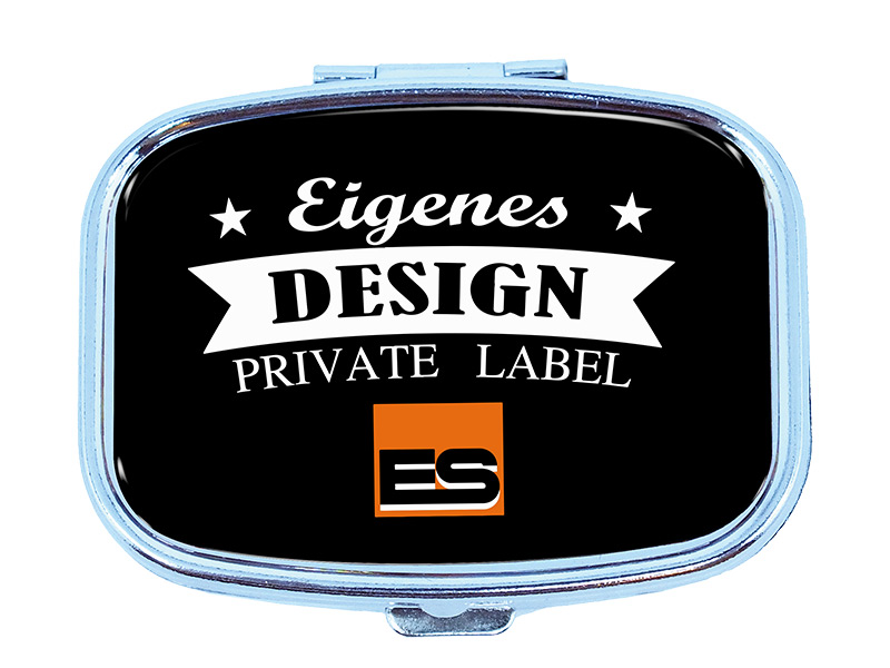 16534-0 Metall Pillendose eckig eigenes Design