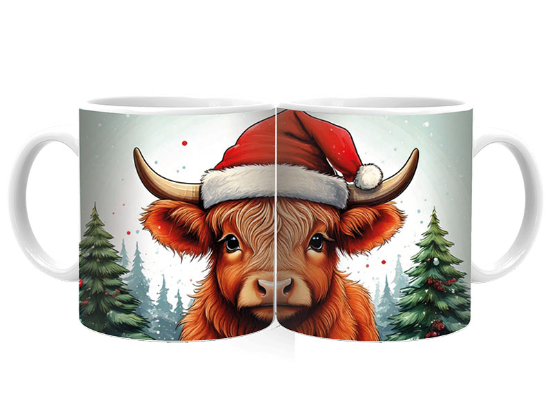 Foto Tasse Weihnachtshochlandrind aus Keramik Ø8x9,5cm