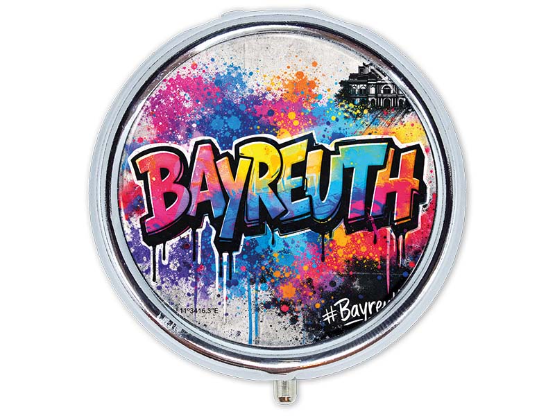 Souvenir Pillendose Bayreuth aus Metall Ø5cm