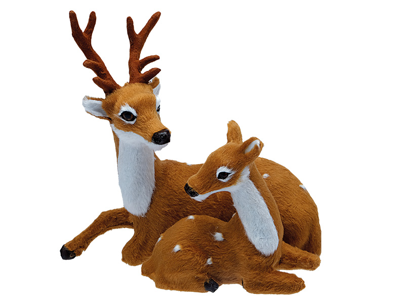 Deco deer with fawn 20x10x18cm 