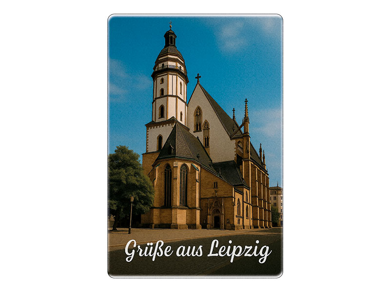 Souvenir Foto Magnet Steingut Leipzig 6x4,5cm